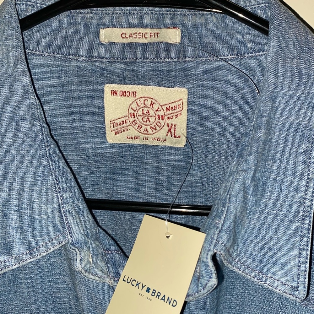 Men Jean Causal Button Down Shirt XL